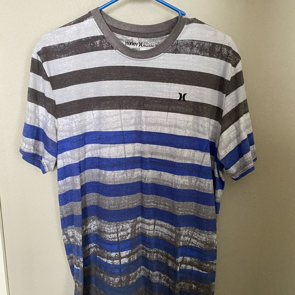 Hurley-Buckle Gray Blue stripe T-shirt Men’s